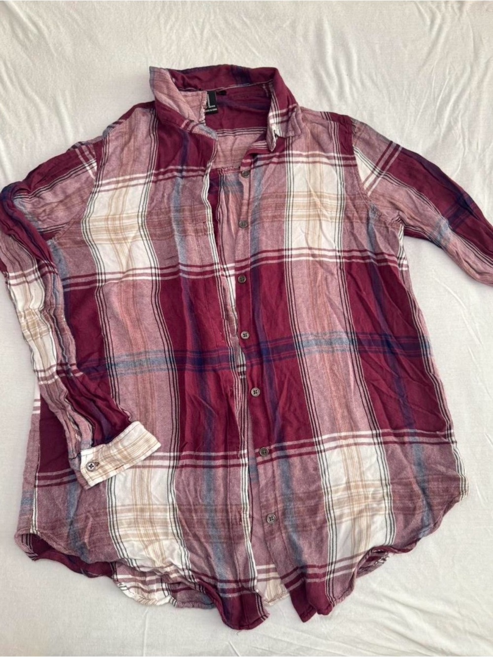 Forever 21 Burgundy Plaid Button-Down Shirt